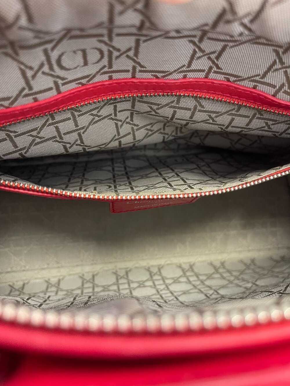 Dior Lady Dior in Red Lambskin - Large - Preowned - Picture 6 of 16